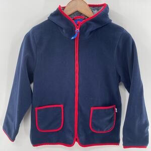 FINKID Tonttu Children's Fleece Navy Plaid Lined Jacket Coat Size 9-10 Years